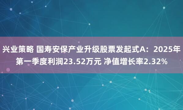 兴业策略 国寿安保产业升级股票发起式A：2025年第一季度利润23.52万元 净值增长率2.32%